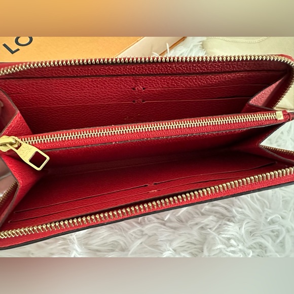 Authentic Louis Vuitton Empreinte Portefeuille Clemence Red Leather Wallet - Picture 7 of 15
